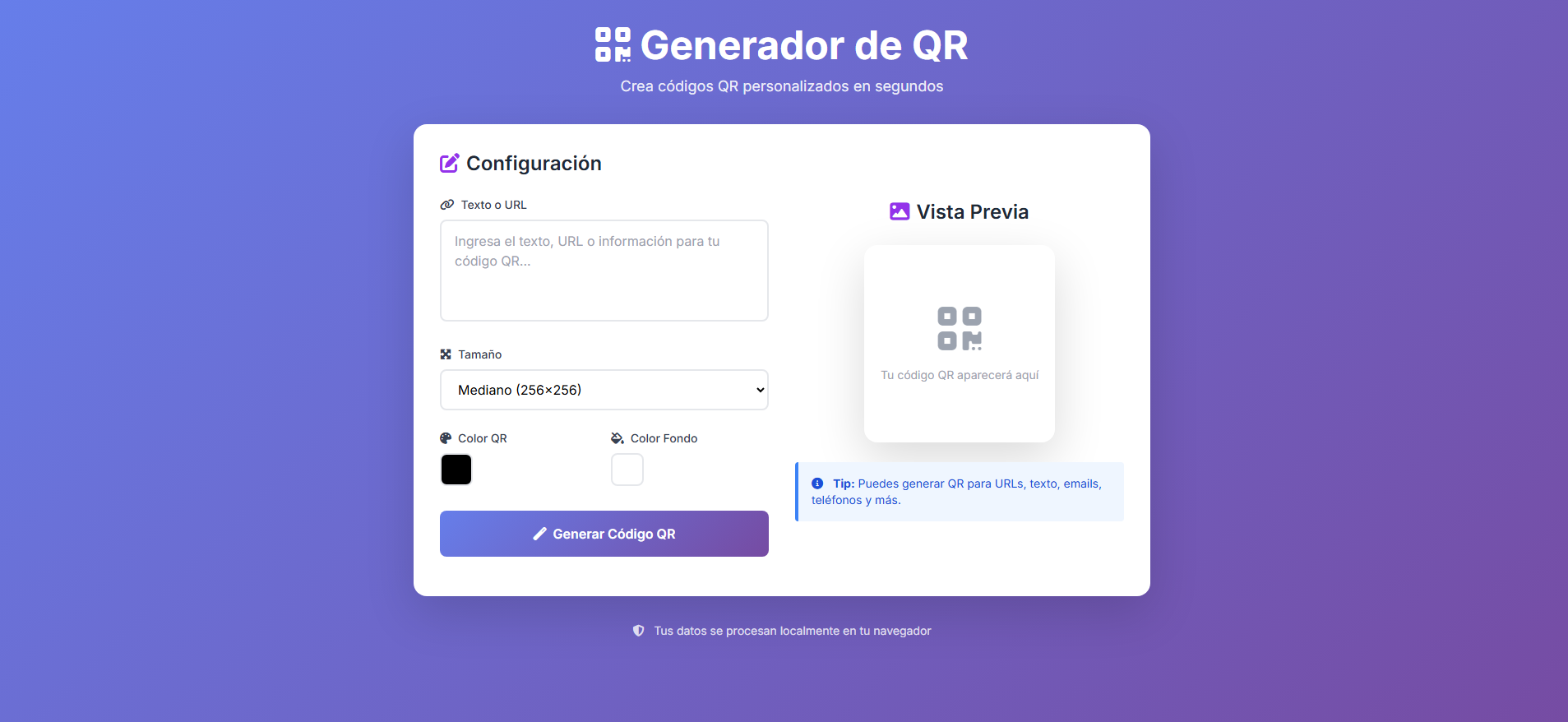Generador de códigos QR